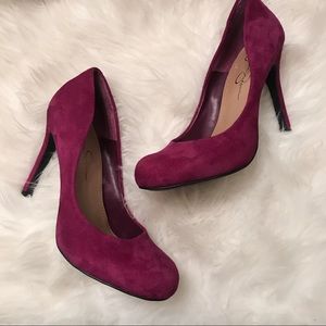 Jessica Simpson found toe purple suede heels